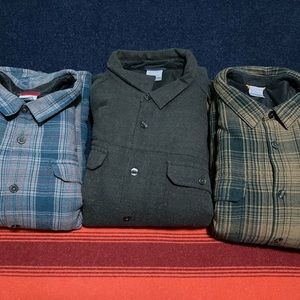 3 Columbia XXl long sleeve fleeced lined button down